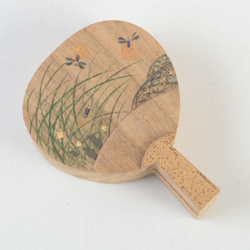 茶道具　畑幸春作　蛍図　団扇形　香合　共箱　V　9789