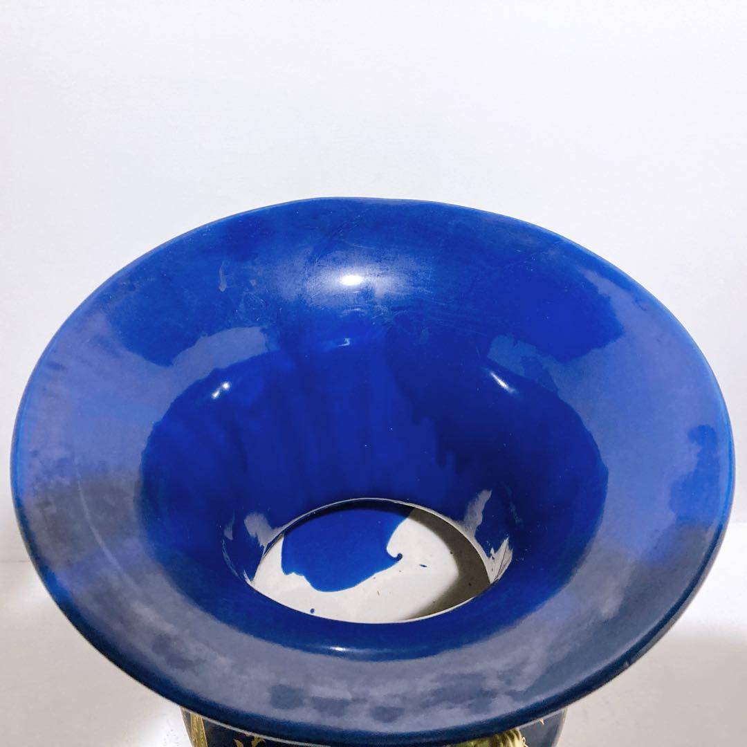 ヴィクトリアン調 花瓶 ロイヤルブルー 壺 ロココ調 インテリア ヴィーナス