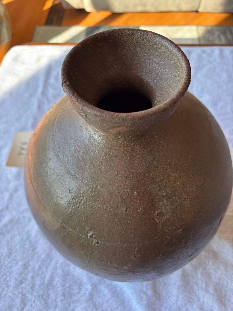 備前焼　大型徳利　無釉焼き締め　骨董品　アンティーク置物