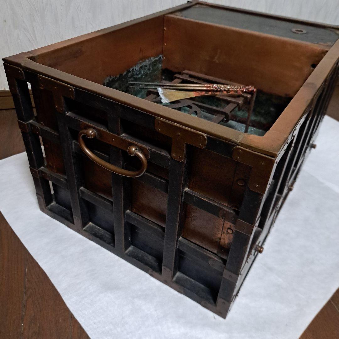 ★Masa ❗江戸時代❗ 『長火鉢』 五徳、火箸、灰均し、銅ヤカン付属