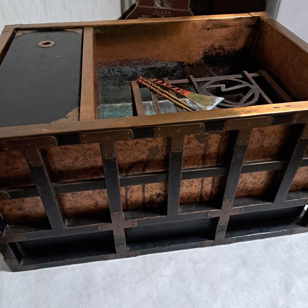 ★Masa ❗江戸時代❗ 『長火鉢』 五徳、火箸、灰均し、銅ヤカン付属