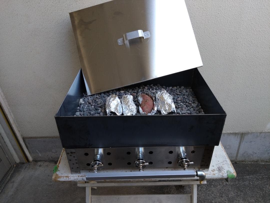 焼き芋機器　LPガスコンロ　さつまいも　鉄製釜　副業　屋台　イベント　学園文化祭