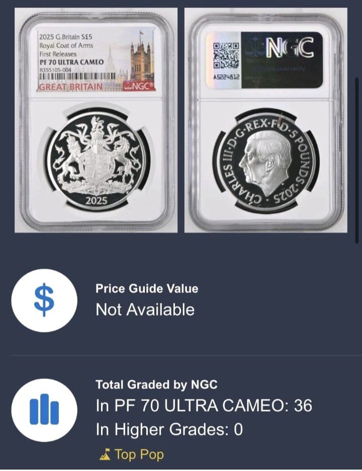 ngc 2025 英国　1オンス PF70 UCAM 36枚　超希少　銀貨