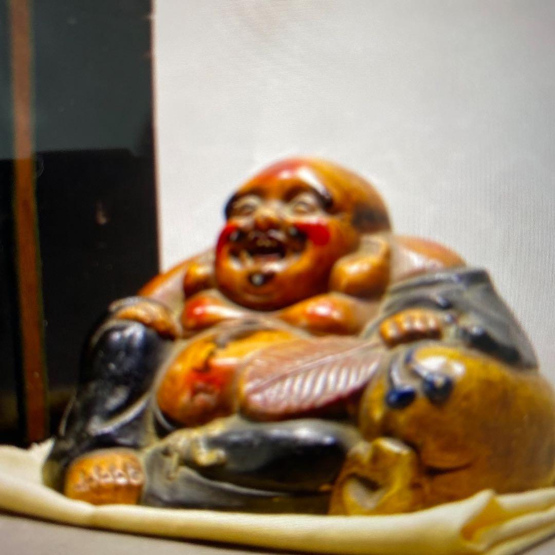 古陶彩色備前布袋様　時代骨董品収集家出品