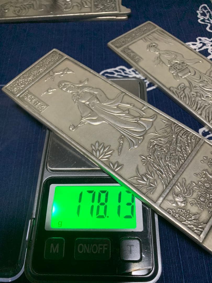 中国美術 時代物 文鎮 刻印あり 古玩 浮き彫り 厚重 文房 細工 四大美人