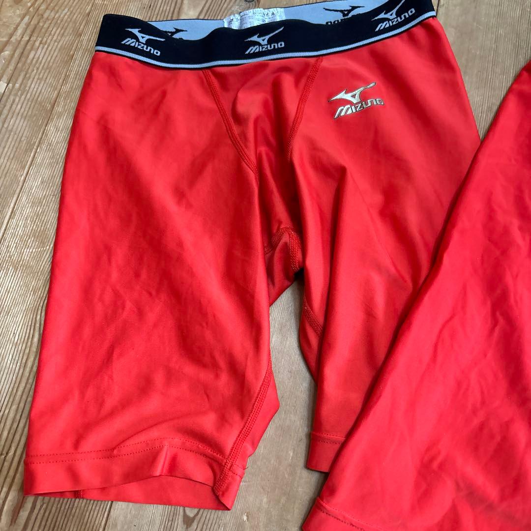 Mizuno 赤 ウェアセット M アンダーシャツ、スラパン、ソフトボール、野球