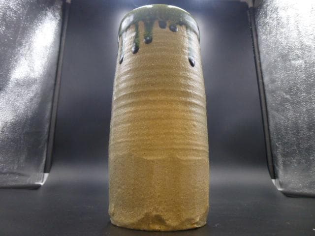 北大路魯山人　織部花入／共箱