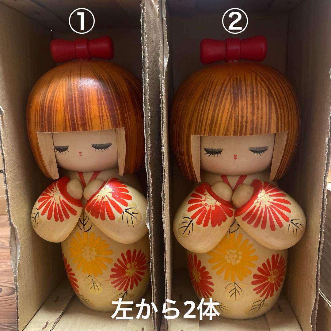 創作こけし（箱あり）　宮下はじめ　おとめ菊　4体セット　すべて札付