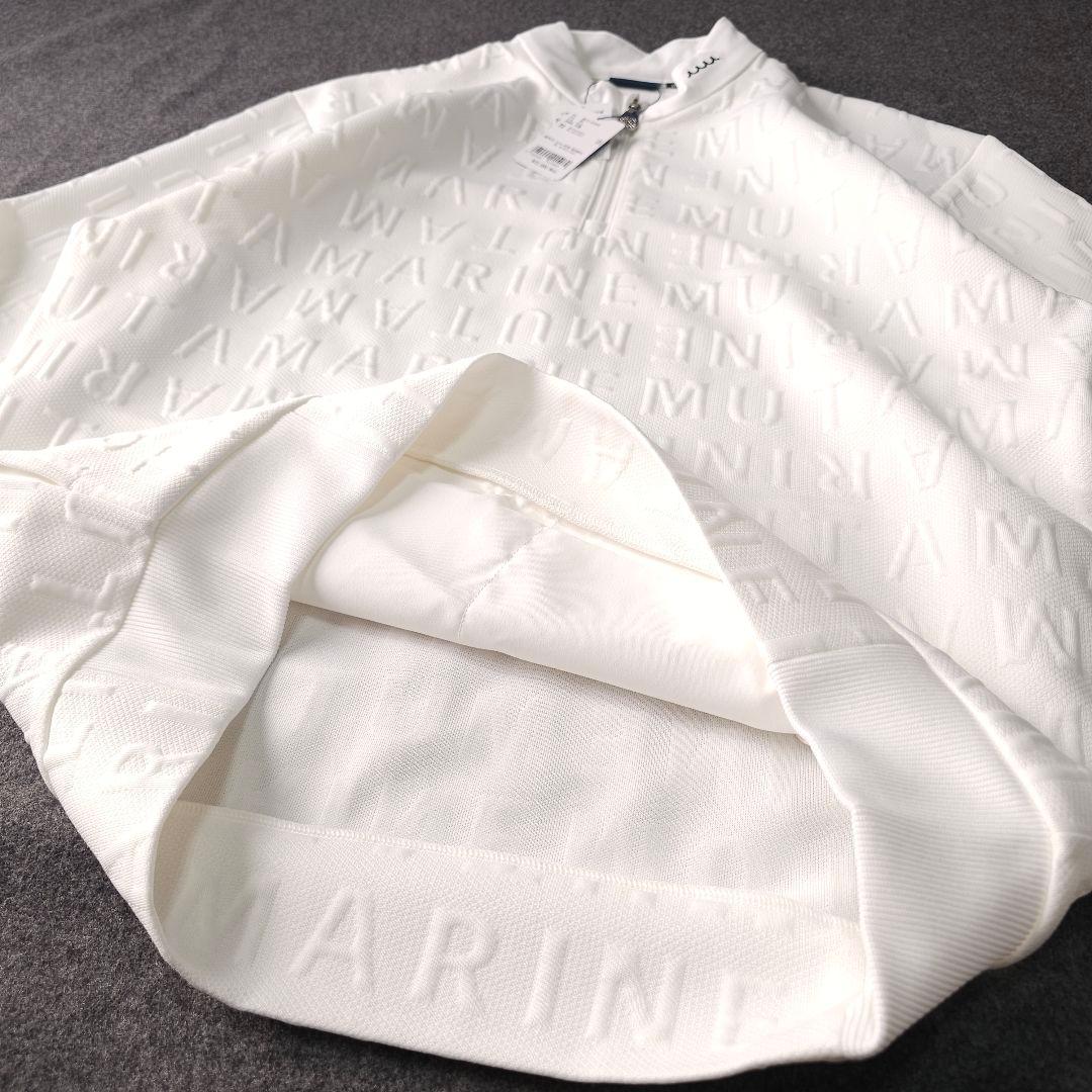 新品未使用 ムータマリンゴルフ ハーフジップ プルオーバージャケット 総柄 L白