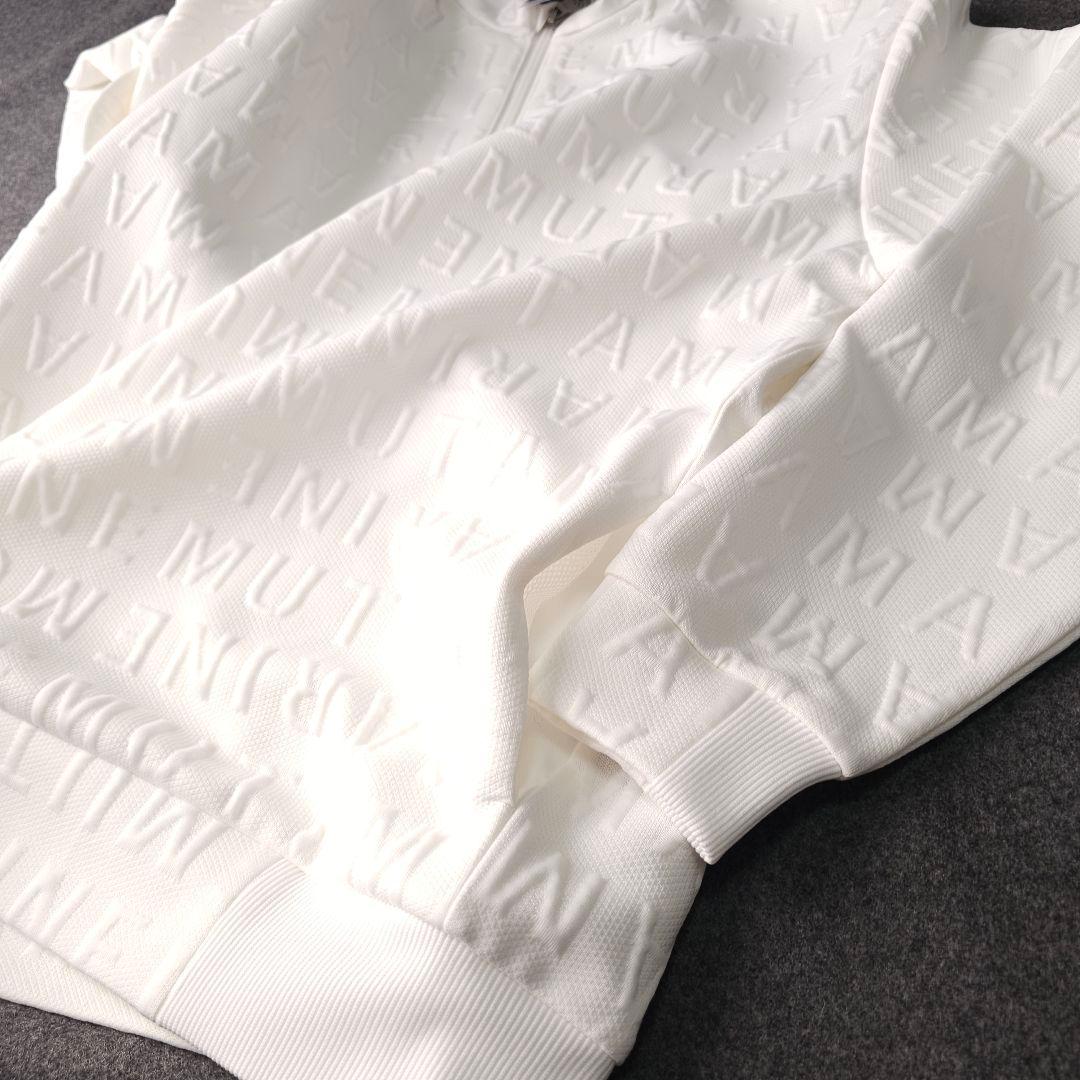 新品未使用 ムータマリンゴルフ ハーフジップ プルオーバージャケット 総柄 L白