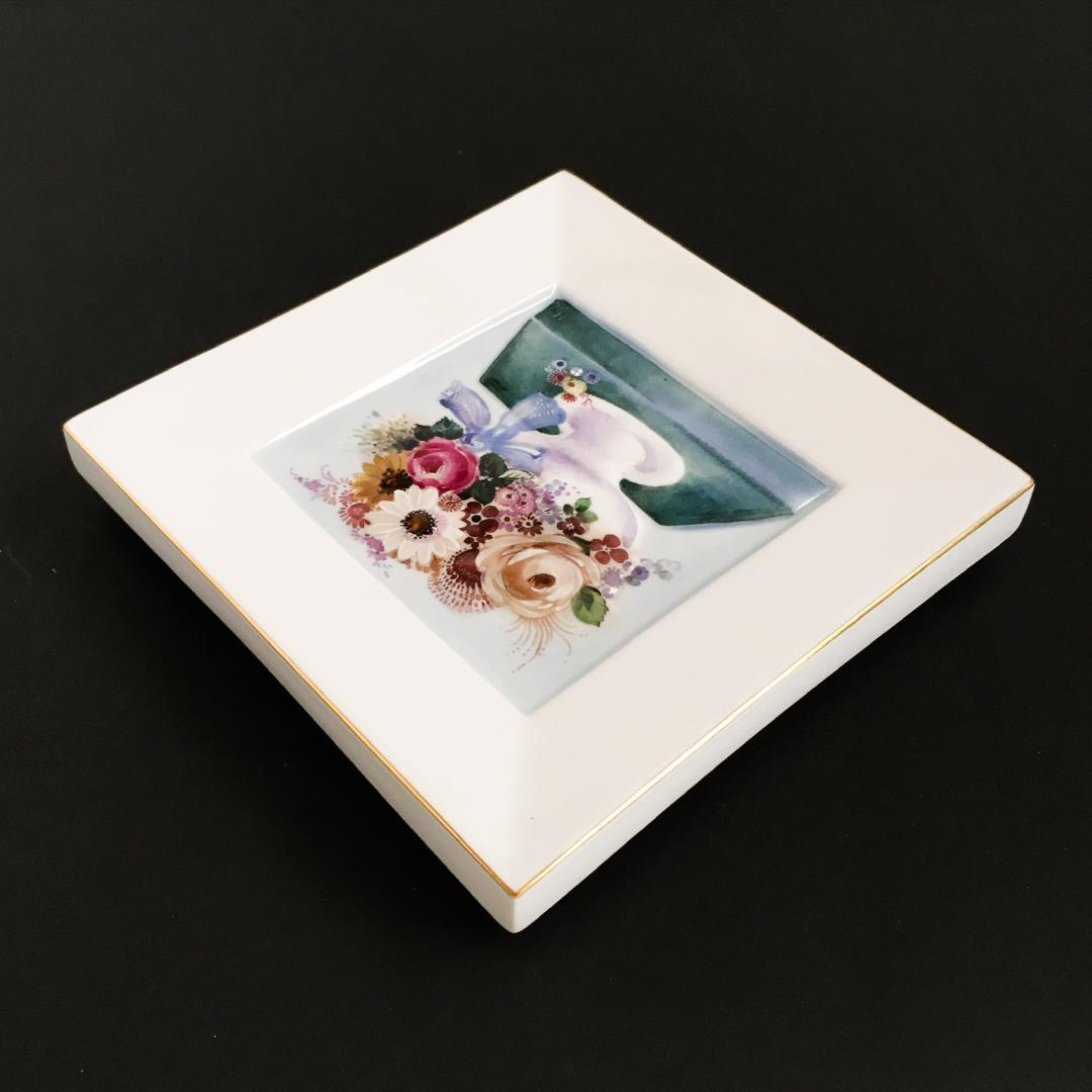 マイセン 「卓上の花束」H・ブレチュナイダー  陶板画 14.5センチ