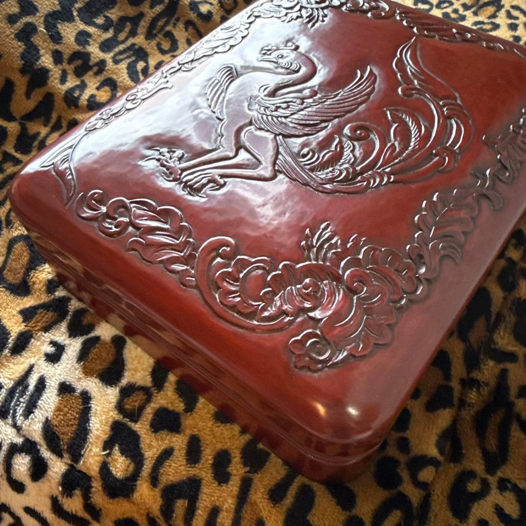 鎌倉彫★美品大作★鳳凰漆文箱