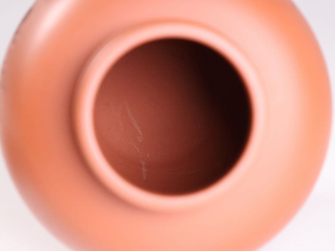 煎茶道具 陶元 常滑焼 朱泥 茶壺 梅彫紋 扇面寿 茶壷 茶入 陶芸 MB21