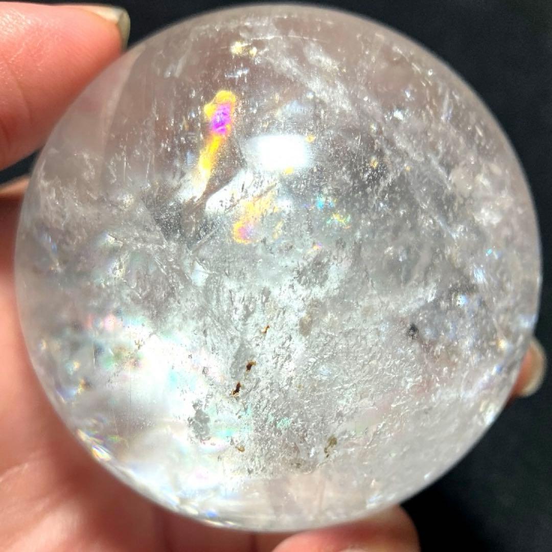 58mm 虹入りゴールドルチルクォーツ　丸玉　スフィア　金針水晶