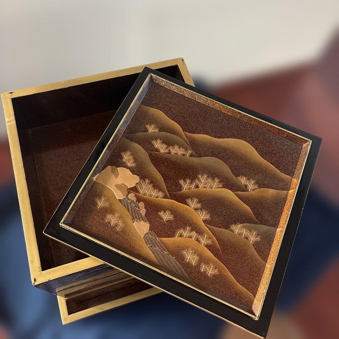 漆塗り重箱 蒔絵3段　輪島塗　骨董　アンティーク　お正月　おせち