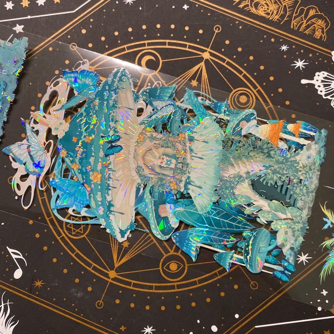 【9185】海外　マステ　中古巻　貝殻光マスキングテープ　緑　狐　兎　動物装飾系