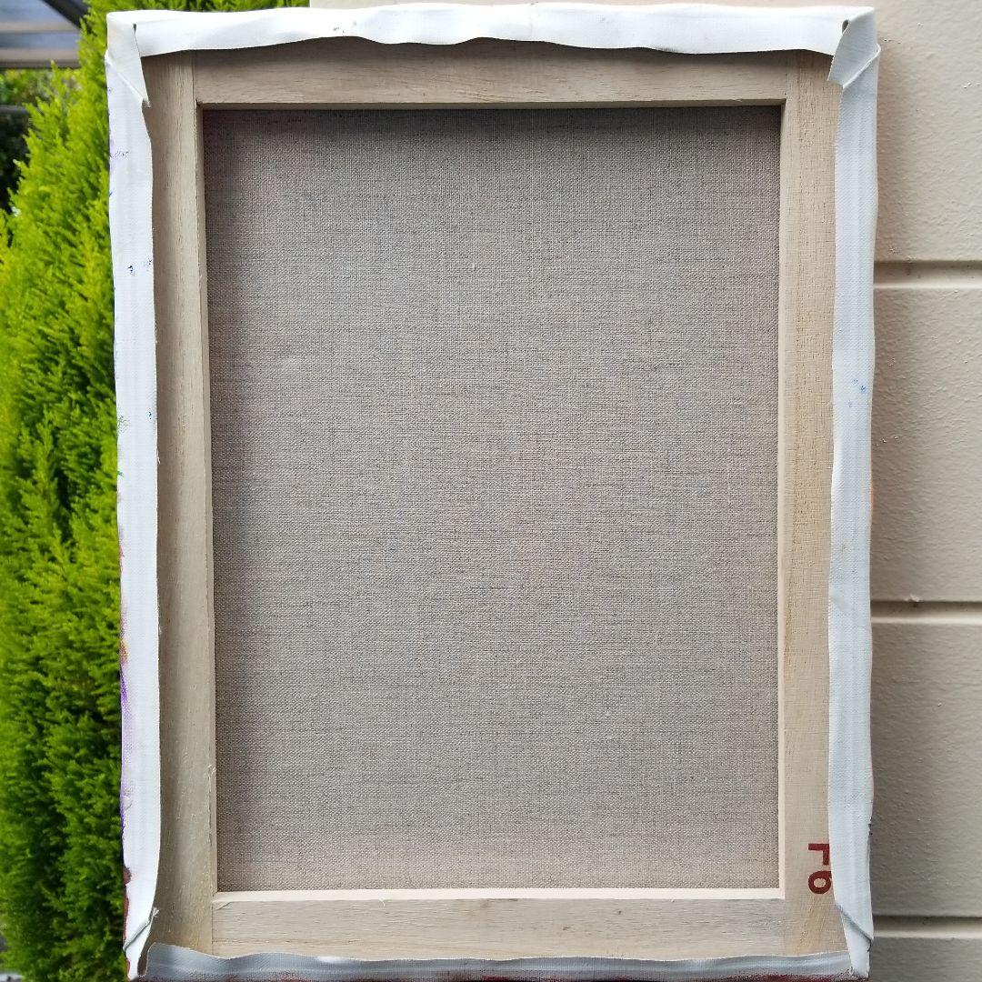 キャンバス油絵　キラ確認　お花と並んでおすまし華ちゃん