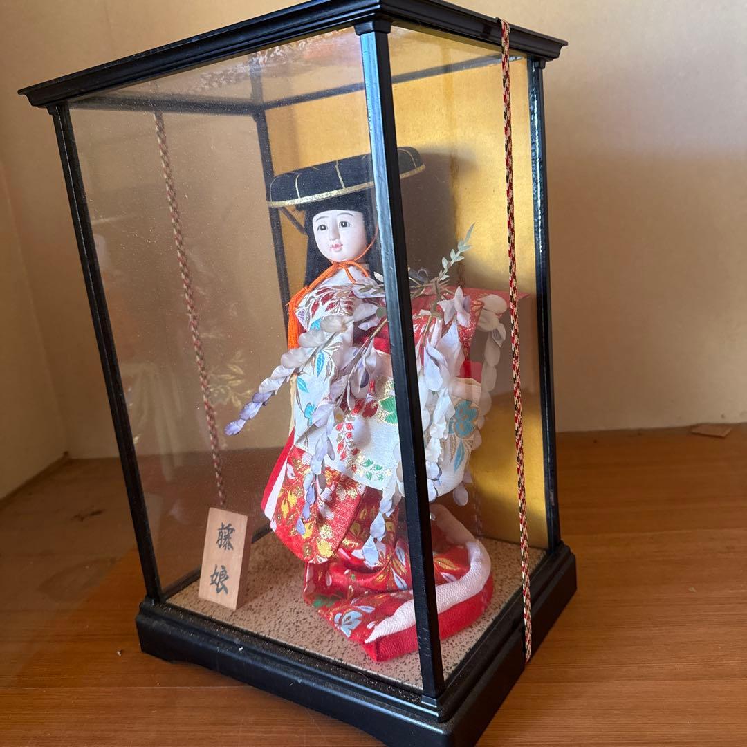 市松人形 藤娘 ガラスケース付き
