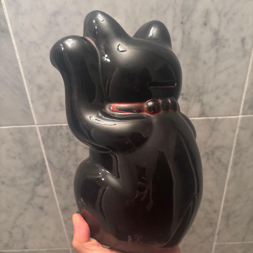 1920-30年代アンティーク妖艶な瞳とまつ毛が美しい陶器の招き猫