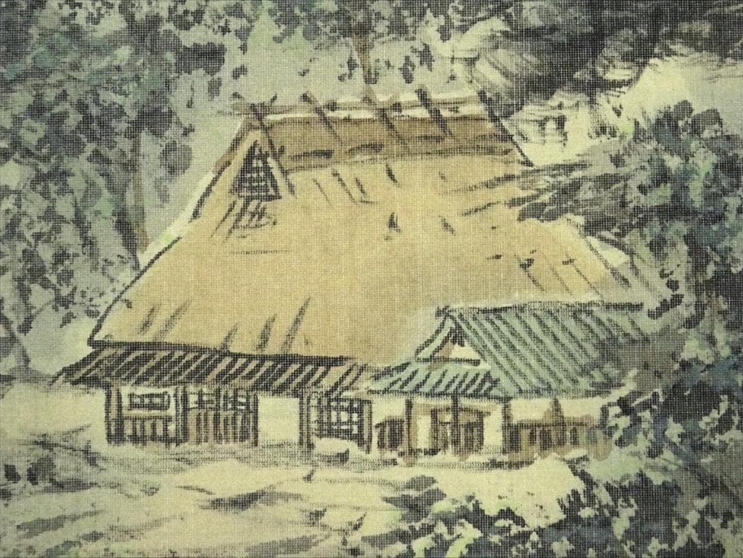 掛軸 篠原宏林『光風清涼 松林山水図』絹本 肉筆 共箱付 掛け軸 a111114