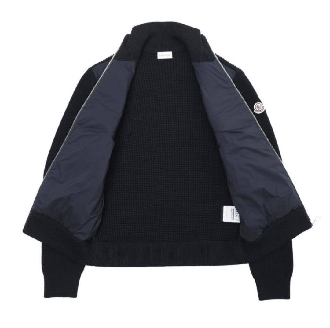 MONCLER メンズ 前面のみダウン入りジップカーディガン　ニット【ネイビー】