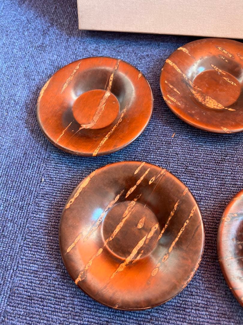 1240 桜皮細工　茶托　5客　伝統工芸品　未使用