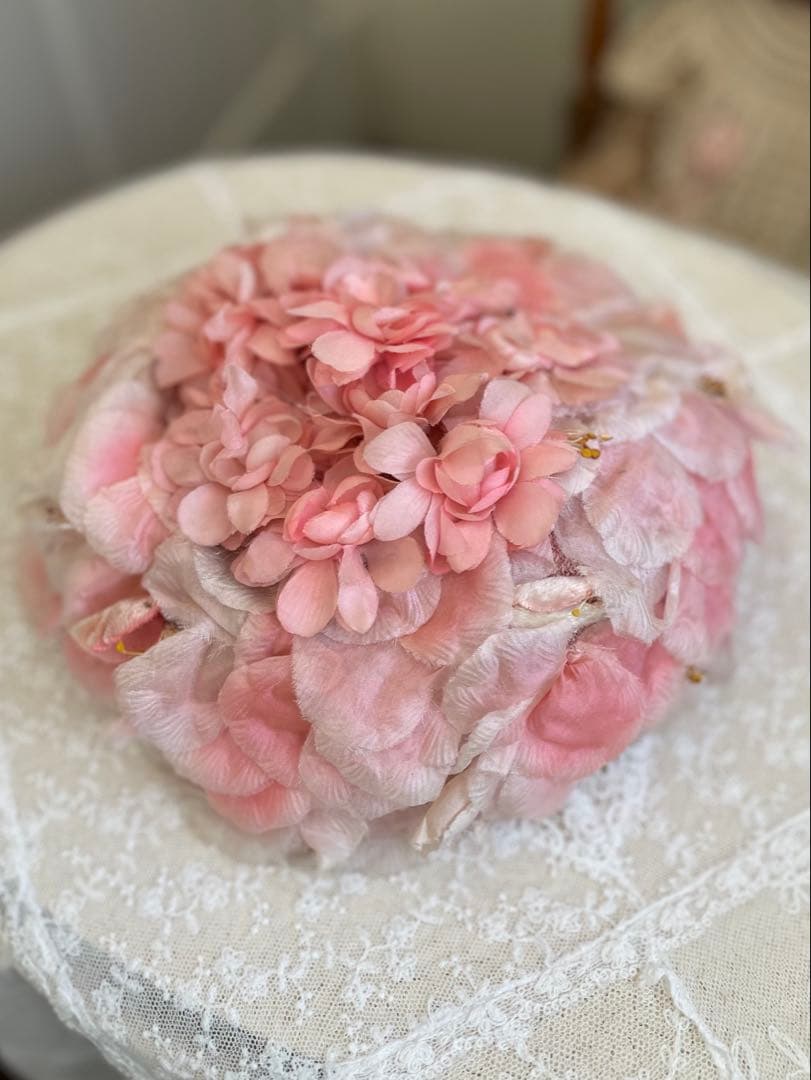 〜♡〜断捨離SALE品〜♡〜フランスアンティーク 布花 いっぱいのハット