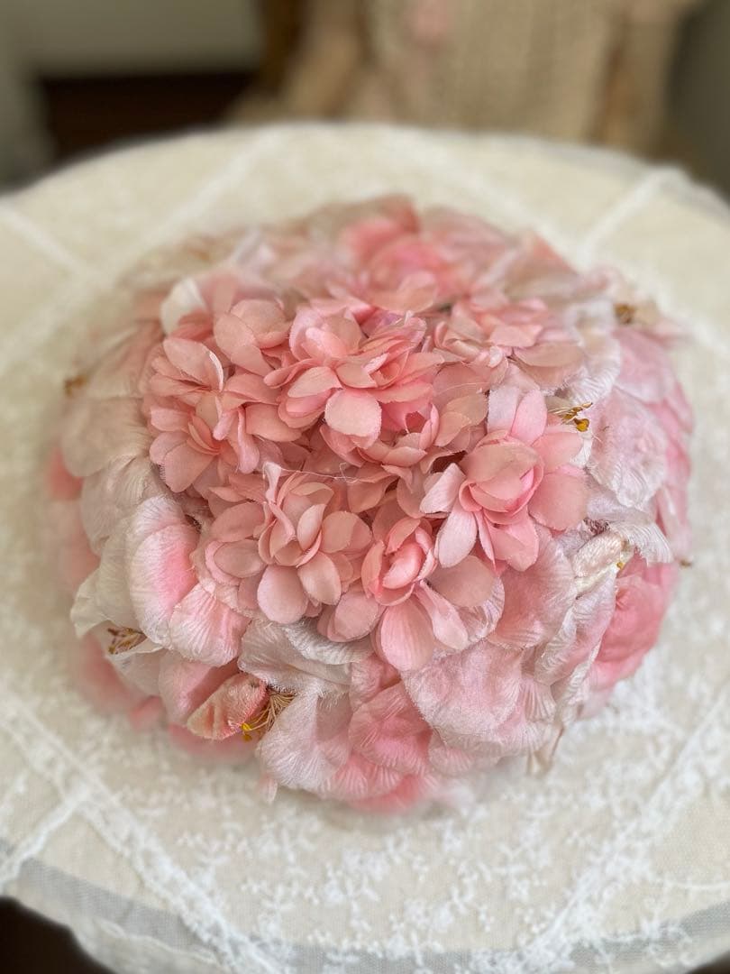 〜♡〜断捨離SALE品〜♡〜フランスアンティーク 布花 いっぱいのハット