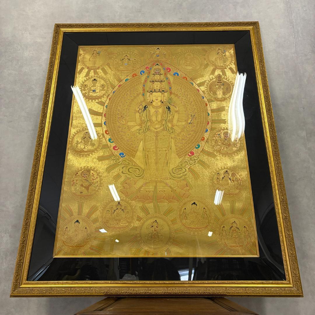 十一面千手観音 タンカ 仏画 絵画 細密画 サハスラブジャ 観音菩薩