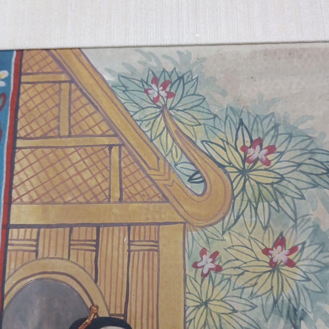 4445）タイの寺院画・宗教画？？？　水彩系の直筆　詳細不明