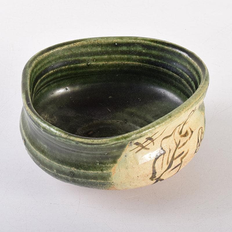 茶道具　織部焼　沓茶碗　桐箱付　N　7046