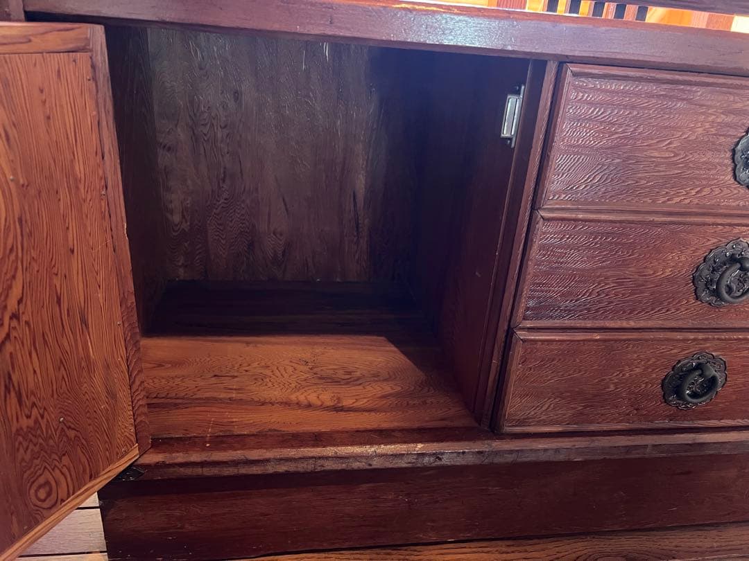 【和家具】茶箪笥 飾り棚 水屋箪笥 民芸家具　幅120cm 梱包たのメル便