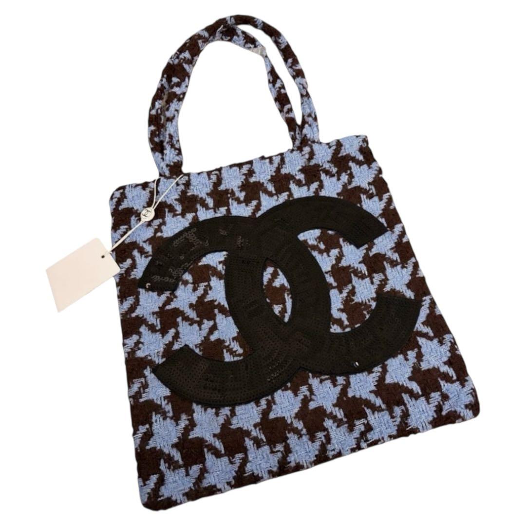 【新品未使用】 CHANEL 千鳥格子 ブラック スパンコール トートバッグ