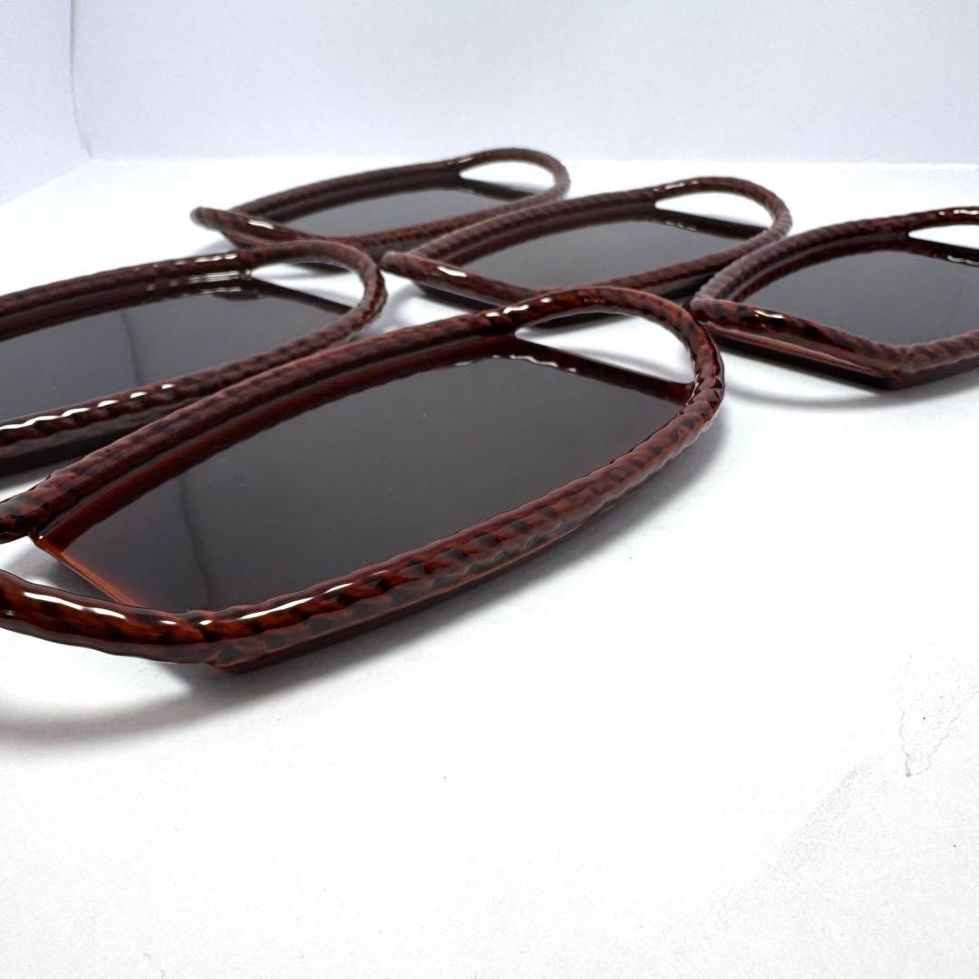 新品未使用 越前漆器 松田宝仙 縄漆 天然木 プレート 漆 6点セット 伝統工芸