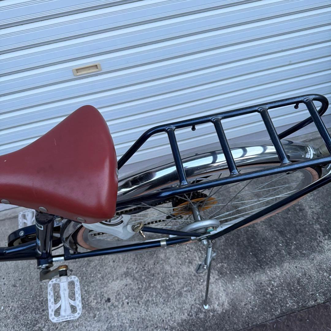 【引き取り限定】自転車　中古車　変速　シティサイクル 青　茶色サドル