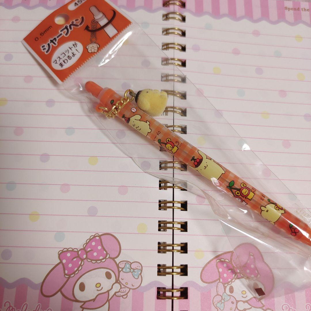 ポムポムプリン　オレンジシャープペンシル　フロッキーマスコット　サンリオ