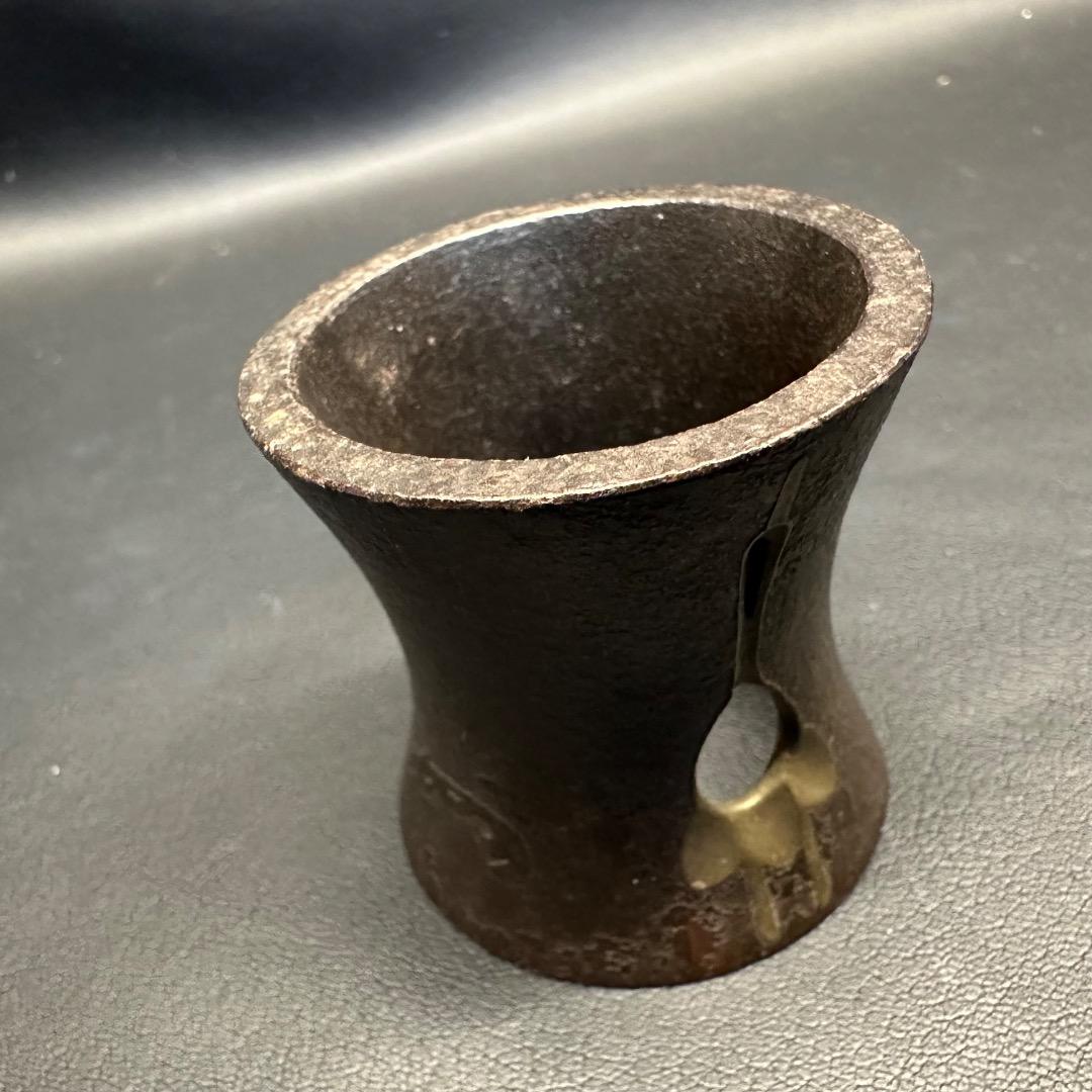 ♡Ea左1008 釜師 蓋置 透かし彫り 沈金彫立鶴蓋置 縁起物 茶道具