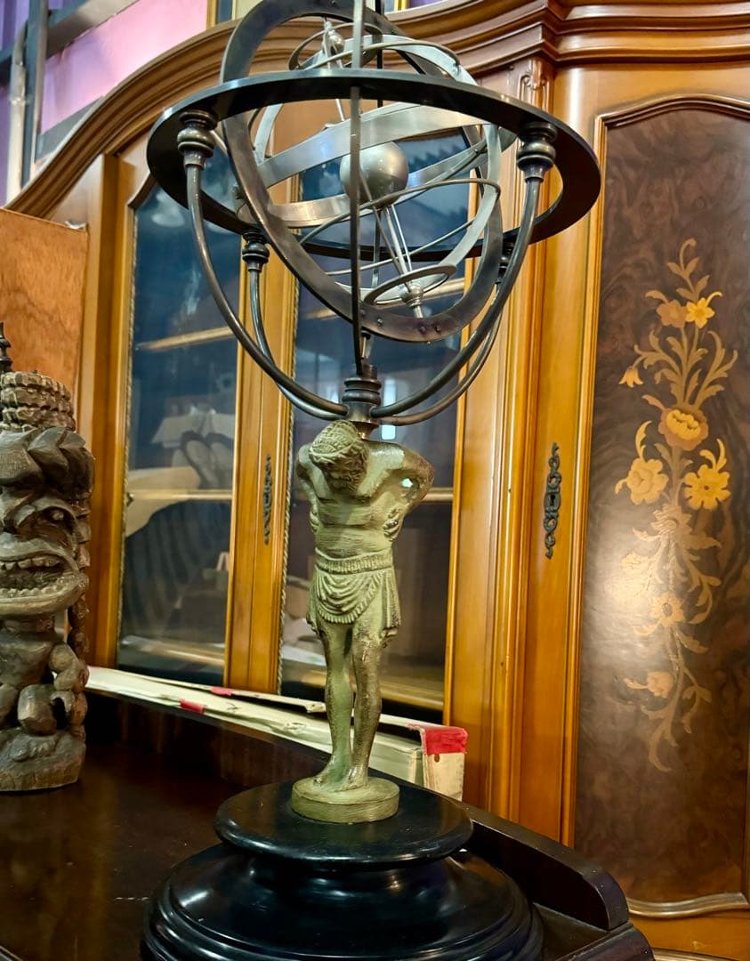 ブロンズ アトラス像 天球儀 オブジェ 高58cm ギリシャ神話 クラシック
