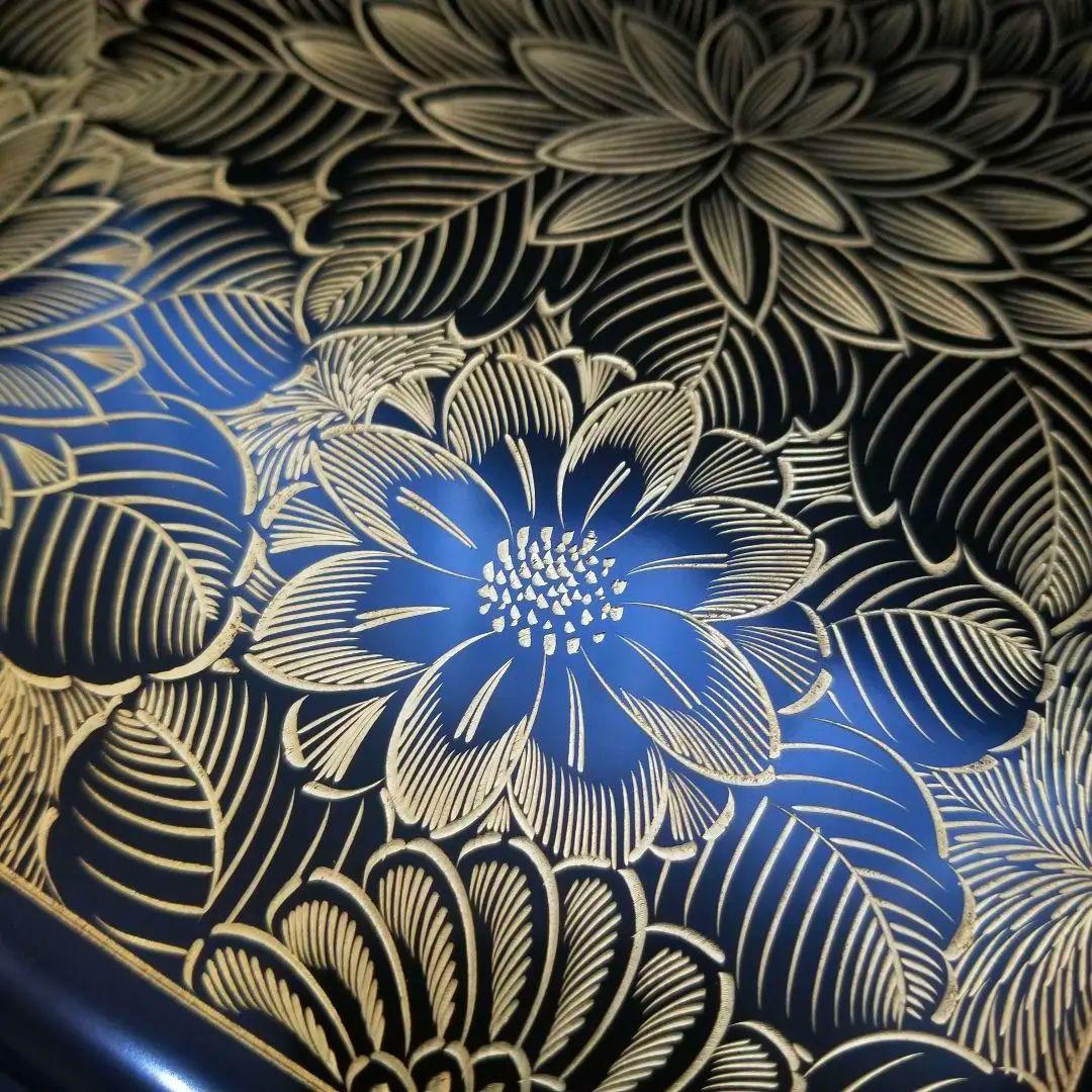 極美品 未使用 輪島塗 布着本堅地 二段重 黒漆 極上菊詰 沈金 蒔絵 重箱②