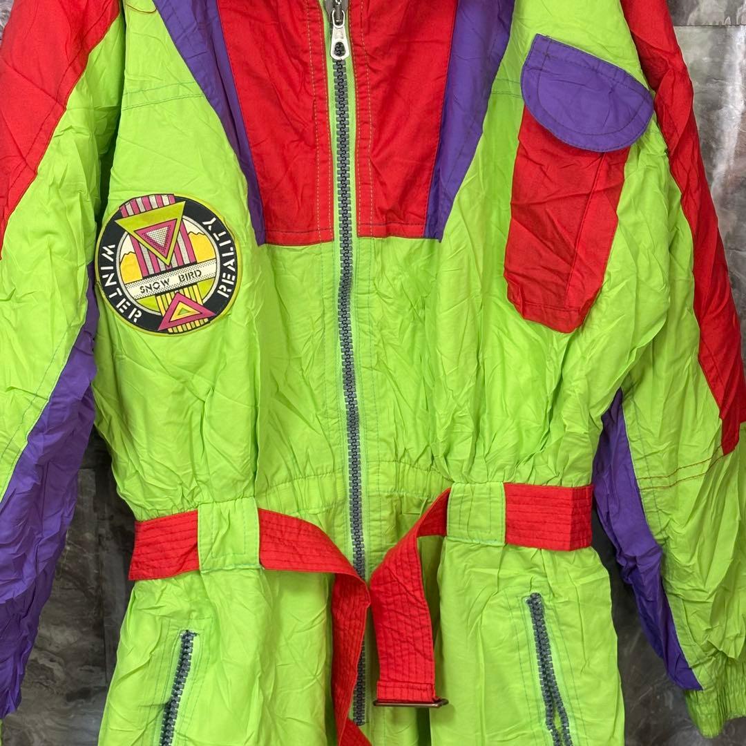 【希少/イタリア製】80s-90s スキーウェア つなぎ ネオンカラー