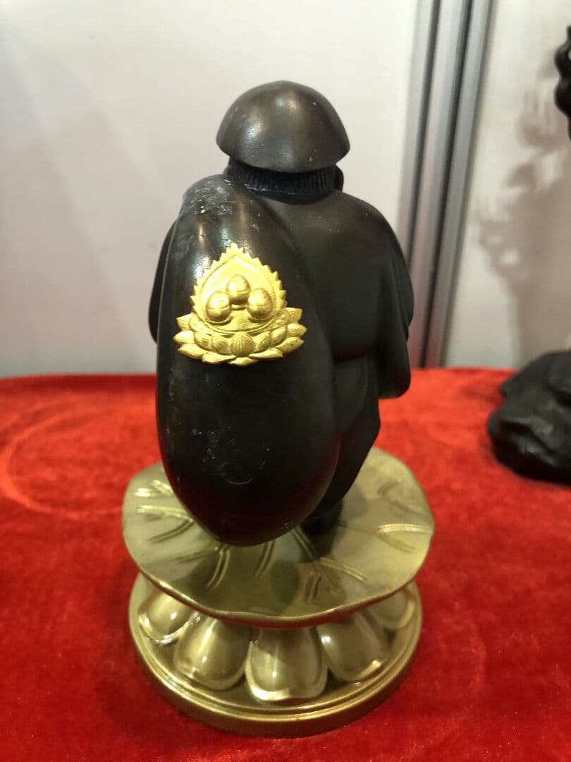【修縁堂】高級 仏像 七福神 大黒天立像 銅製品 仏教工芸品 彫刻 18cm