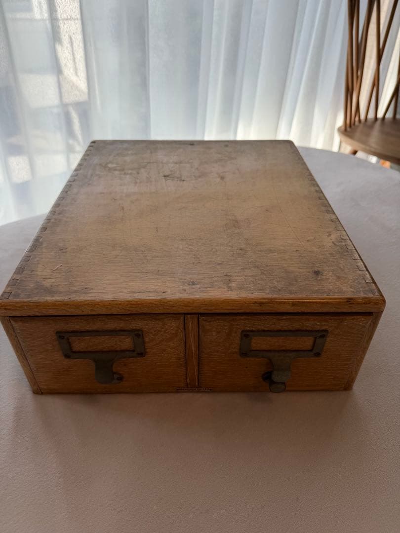 木製アンティーク収納ボックス（2引き出し）