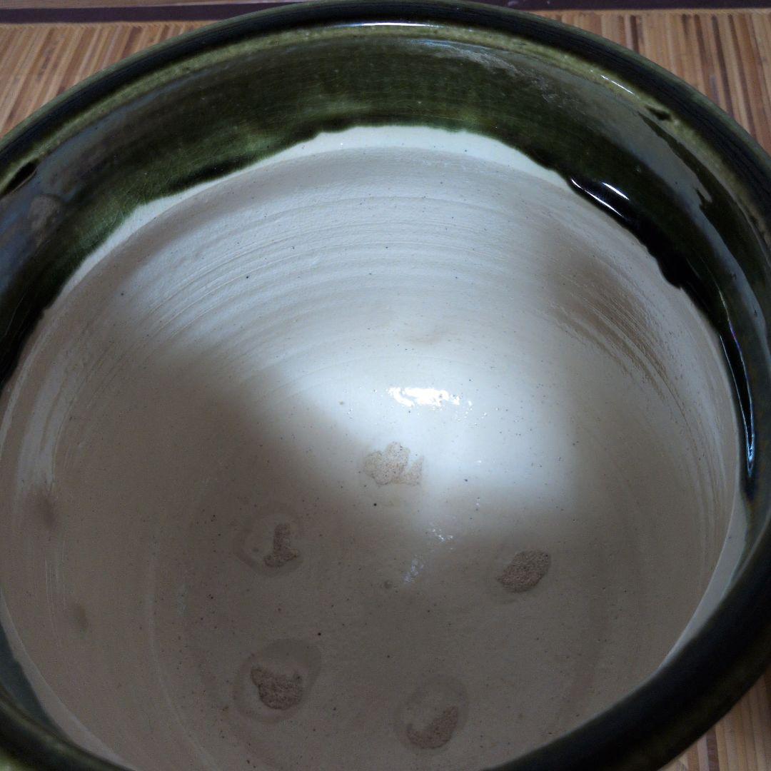 茶道具 蓋つき　水屋　水屋瓶　水がめ　織部　われ蓋つき　箱なし