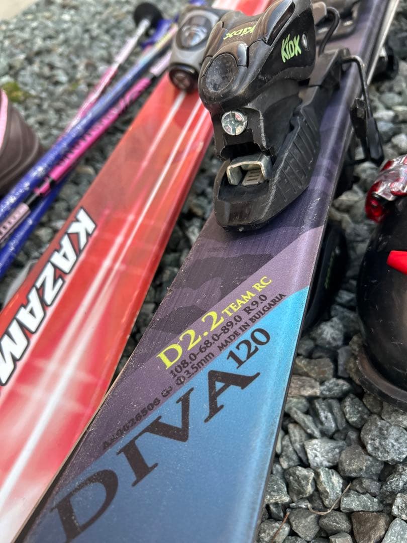 120 130cmスキー板 2 22から24ブーツ2 ストック、靴 他7点セット