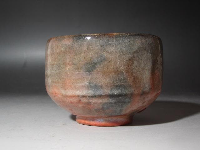 ☆　裏千家　十三代　円能斎　自作赤　子服茶碗　乙御前☆y432