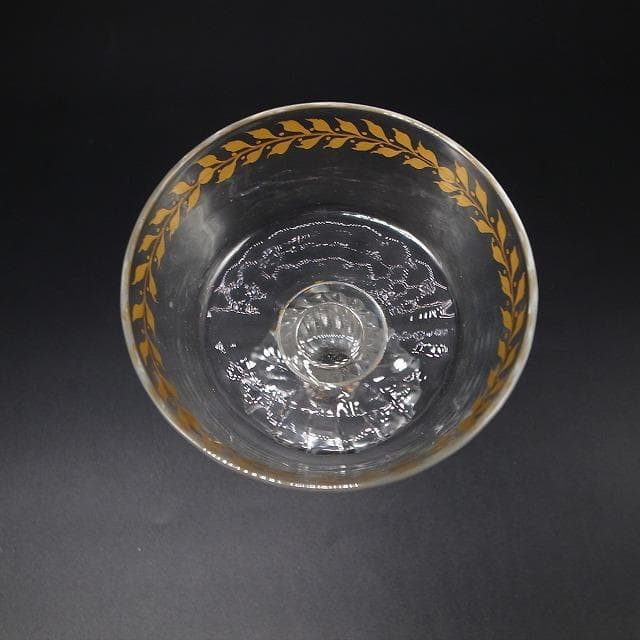 エミール・ガレ　金彩装飾　オリーブ文様　シャンパンカップ