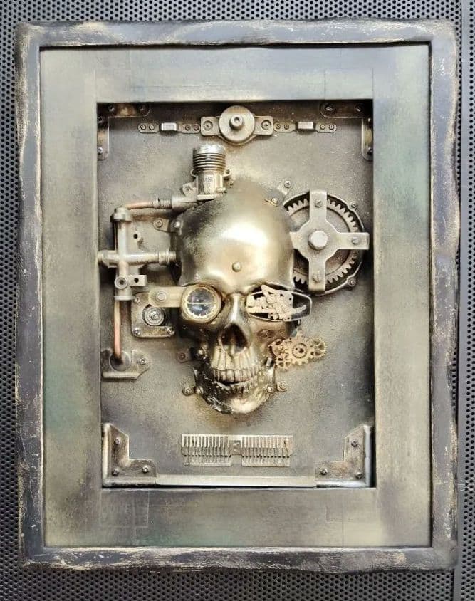 一点物 ハンドメイド スチームパンク スカル 立体壁掛けアート オブジェ