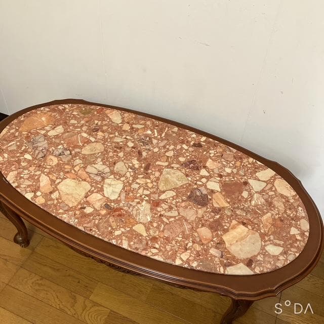 【福岡限定 直接引取or配送】イタリア製 大理石 アンティーク ローテーブル