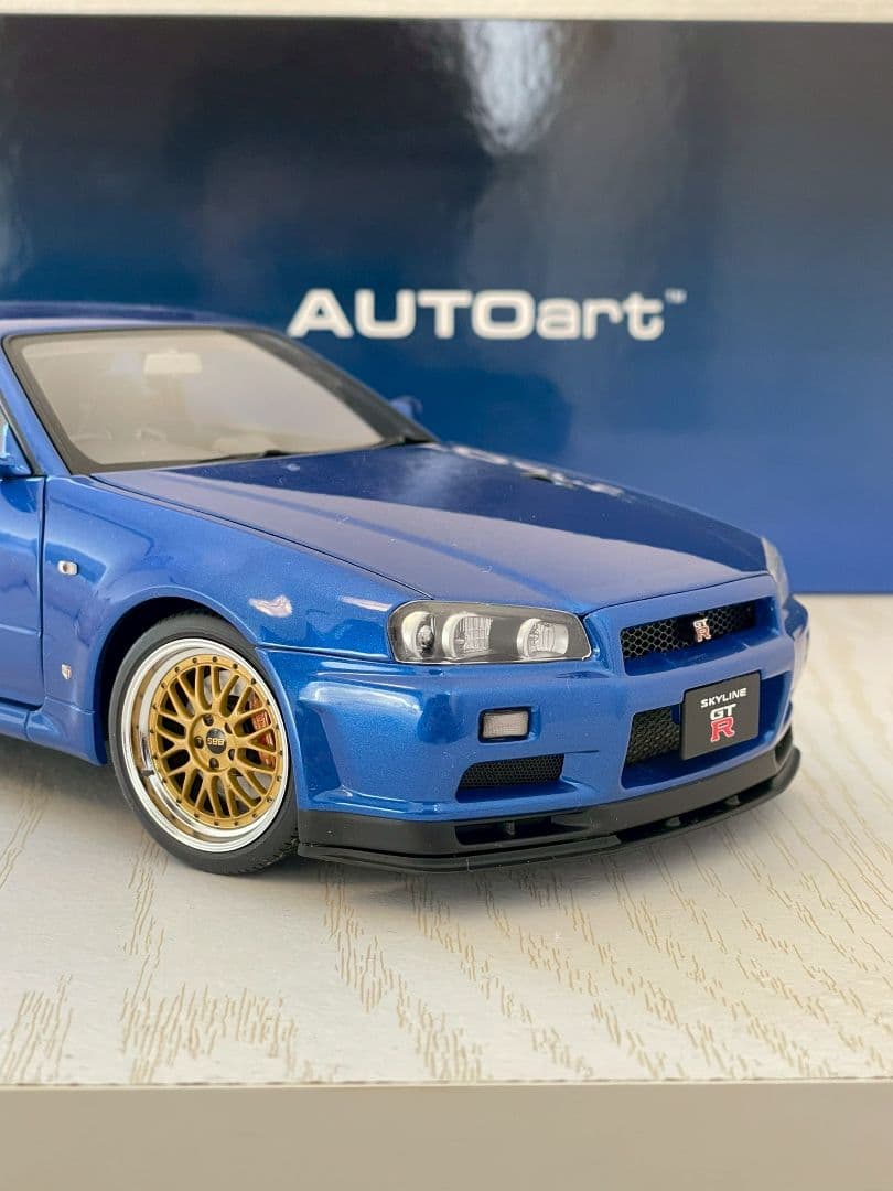 オートアート 1/18 GT-R R34 湾岸ブルー BBS LMモデル