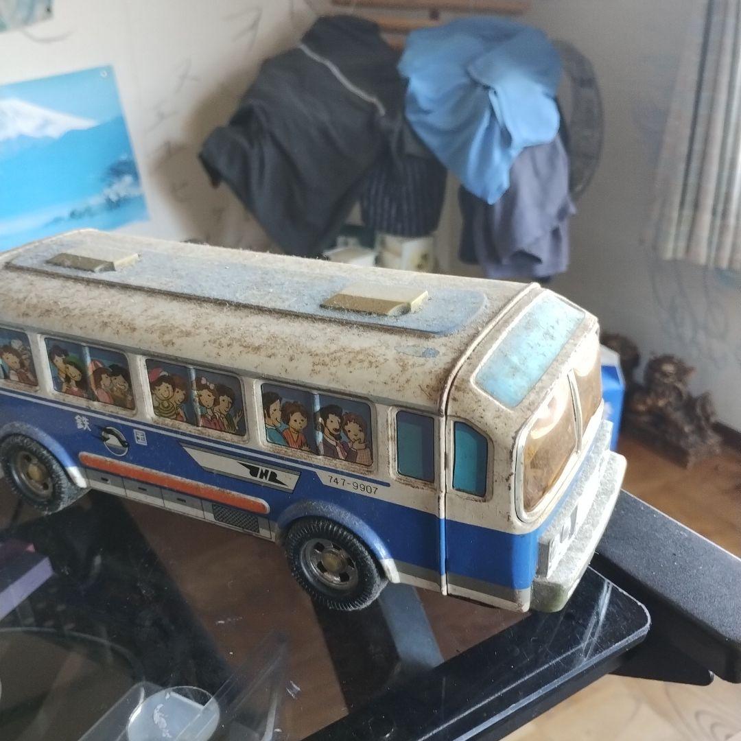 バス型おもちゃ 金属製 青と白